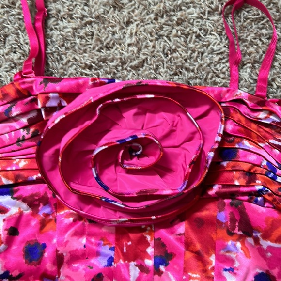 BCBGMaxAzaria Floral Strapless Dreas Hot Pink Sz 0 - Picture 7 of 8
